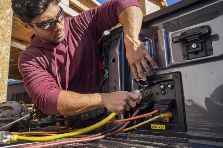 Man using the 2025 Ford F-150-Lightning Pro Power Onboard