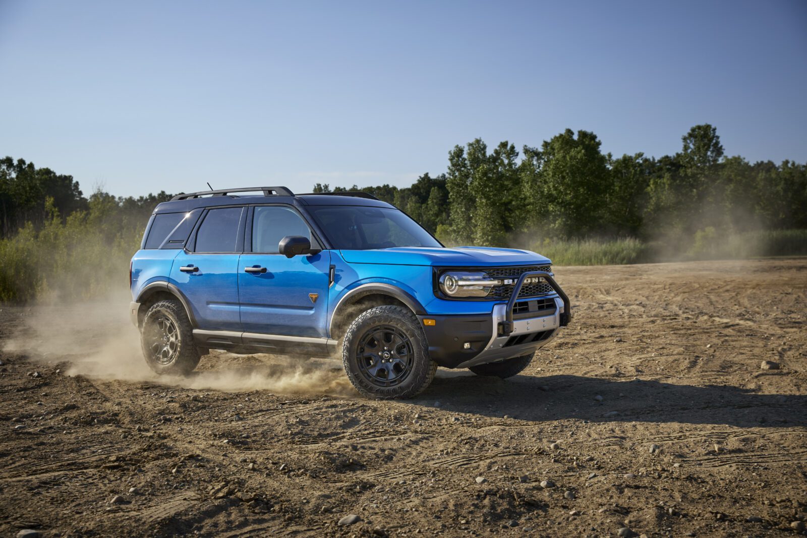 The All-new 2025 Bronco Sport driving in dirt