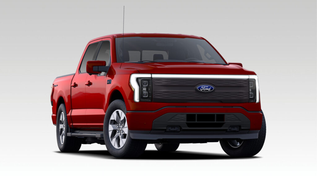 2025 F-150 Lightning Lariat Rapid Red Metallic Tinted Clearcoat front view