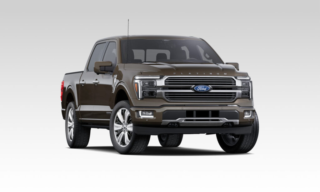 Front view of the 2025 Ford F-150 Platinum Plus Marsh Gray Trim model